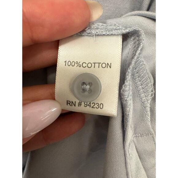 Paul Fredrick Men's XL Light Gray/White Cotton Short Sleeve Polo Henley Tee NWT - Picture 6 of 7